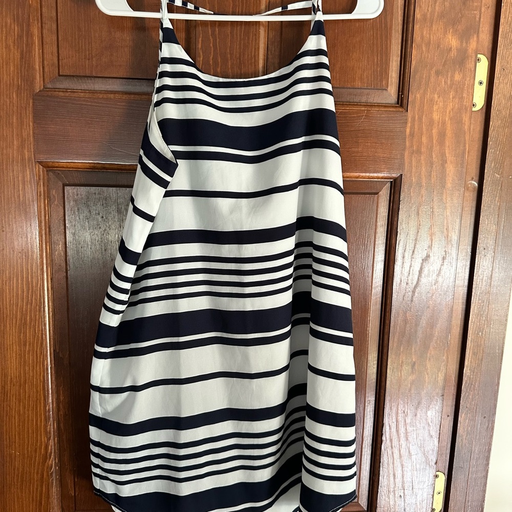 Striped Navy and White Sleeveless Dress